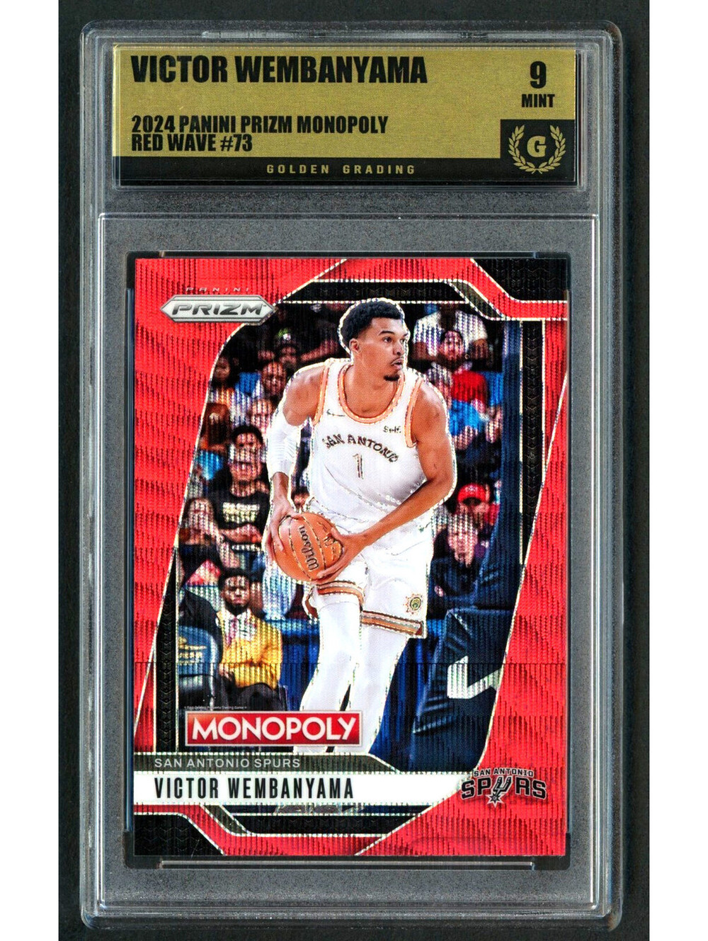 2024-25 Panini Prizm Monopoly  Victor Wembanyama Red Wave #73 Graded Mint 9
